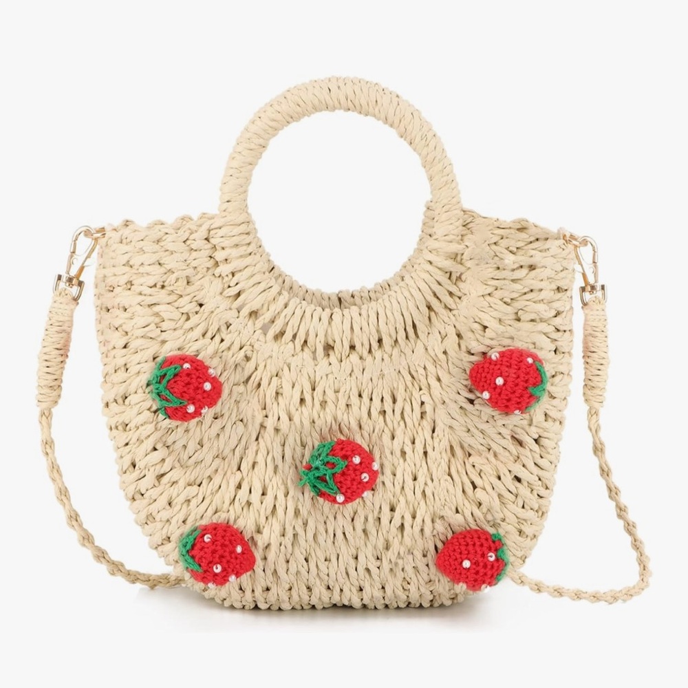 HAND WOVEN STRAWBERRY BAG